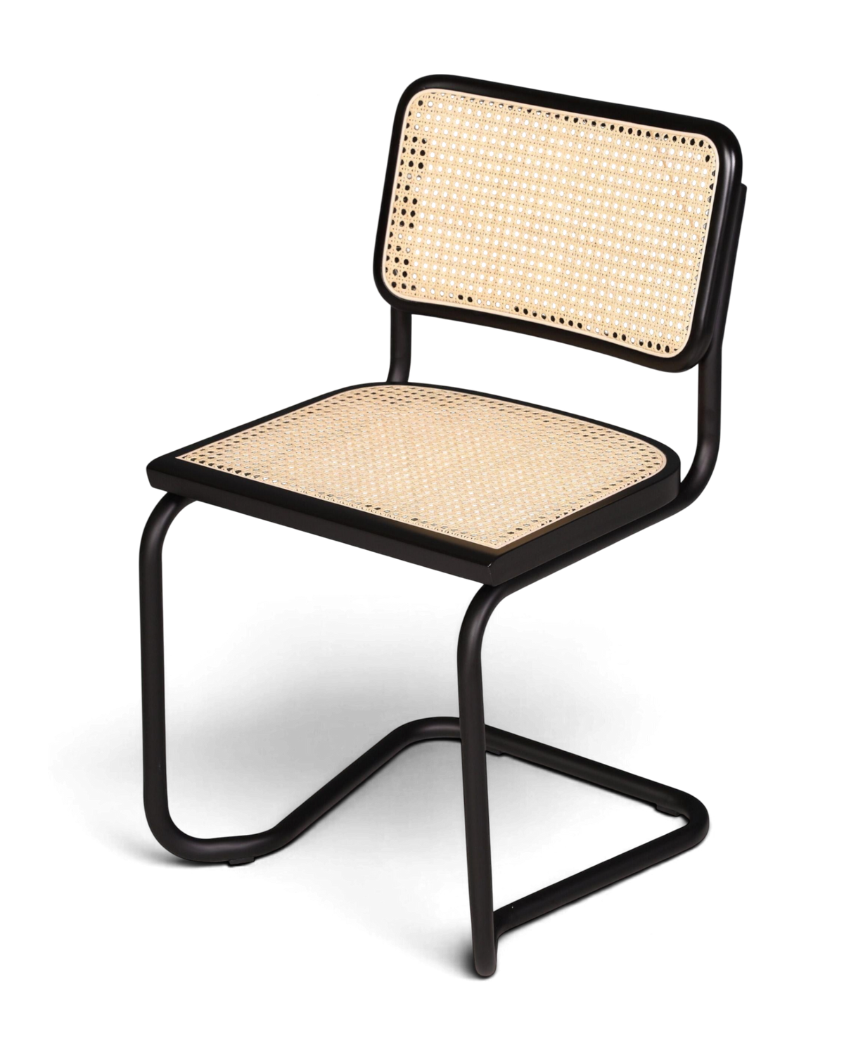 Freischwinger Stuhl "Milano" Made in Italy Schwarz Korbgeflecht Stuhl Wippstuhl Wiener Geflecht Küchenstuhl Sekretär Stuhl