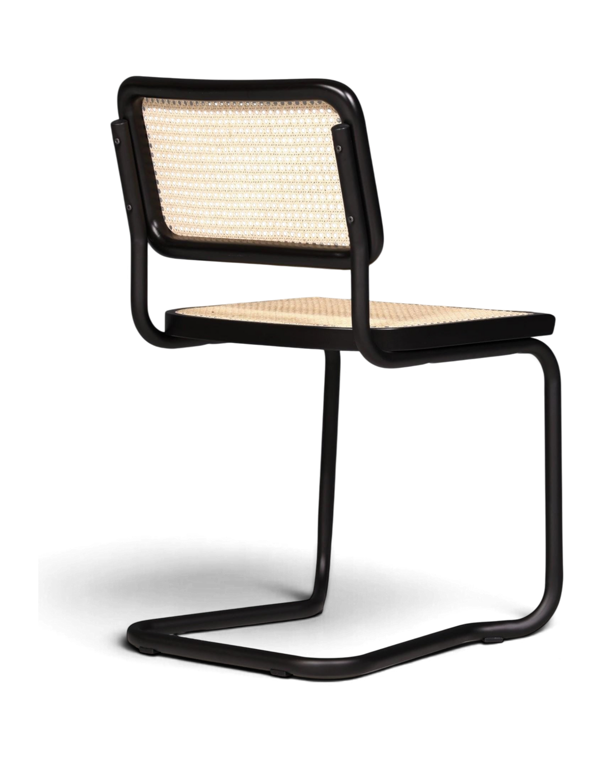 Freischwinger Stuhl "Milano" Made in Italy Schwarz Korbgeflecht Stuhl Wippstuhl Wiener Geflecht Küchenstuhl Sekretär Stuhl