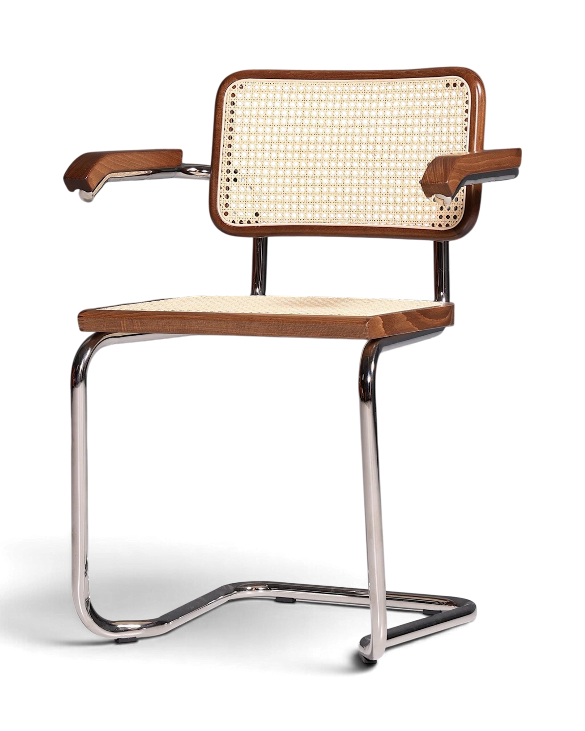 Korbgeflecht Freischwinger Armlehnstuhl "Milano" Made in Italy Braun Küchenstuhl Wippstuhl