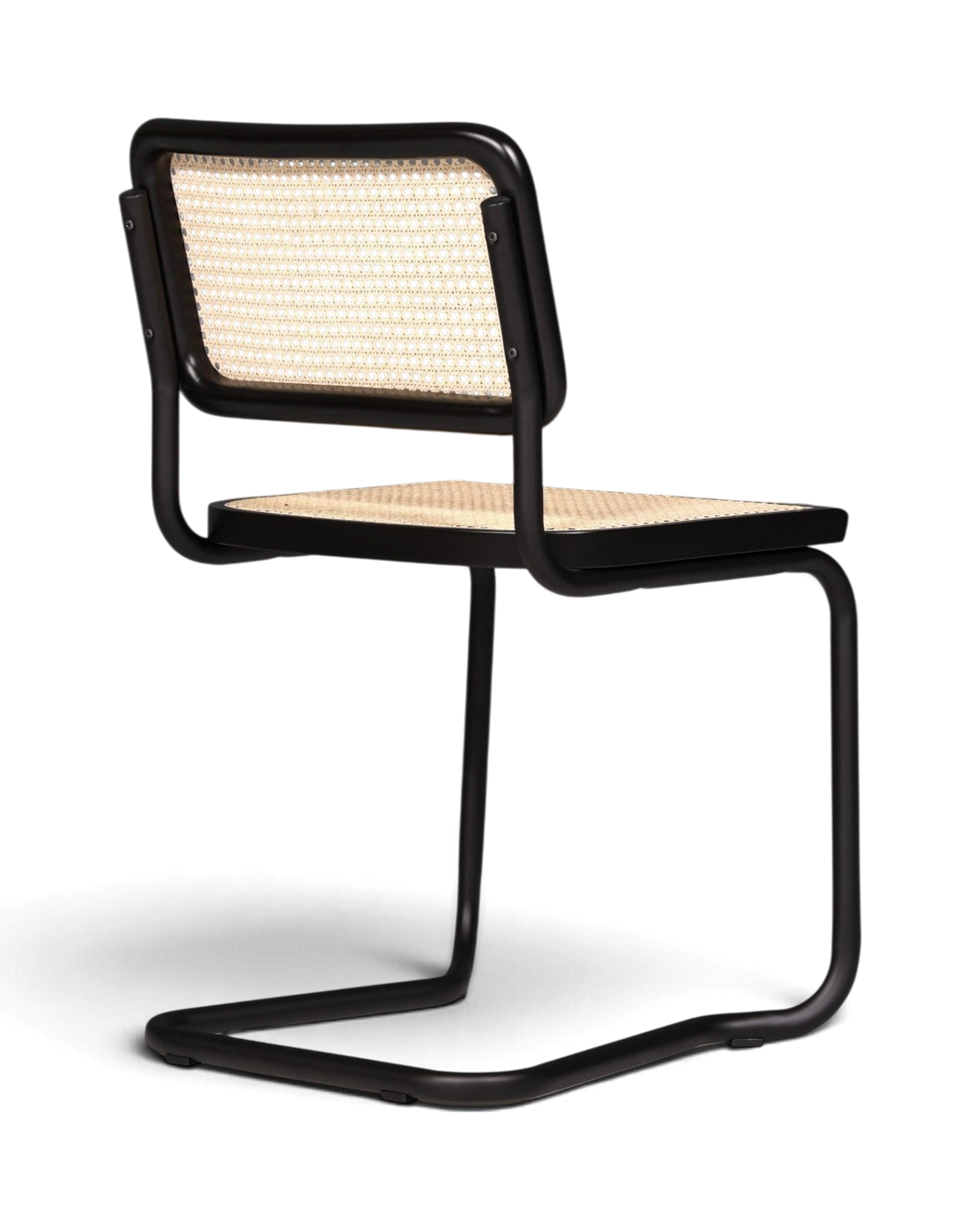 Freischwinger Stuhl "Milano" Made in Italy Schwarz Korbgeflecht Stuhl Wippstuhl Wiener Geflecht Küchenstuhl Sekretär Stuhl