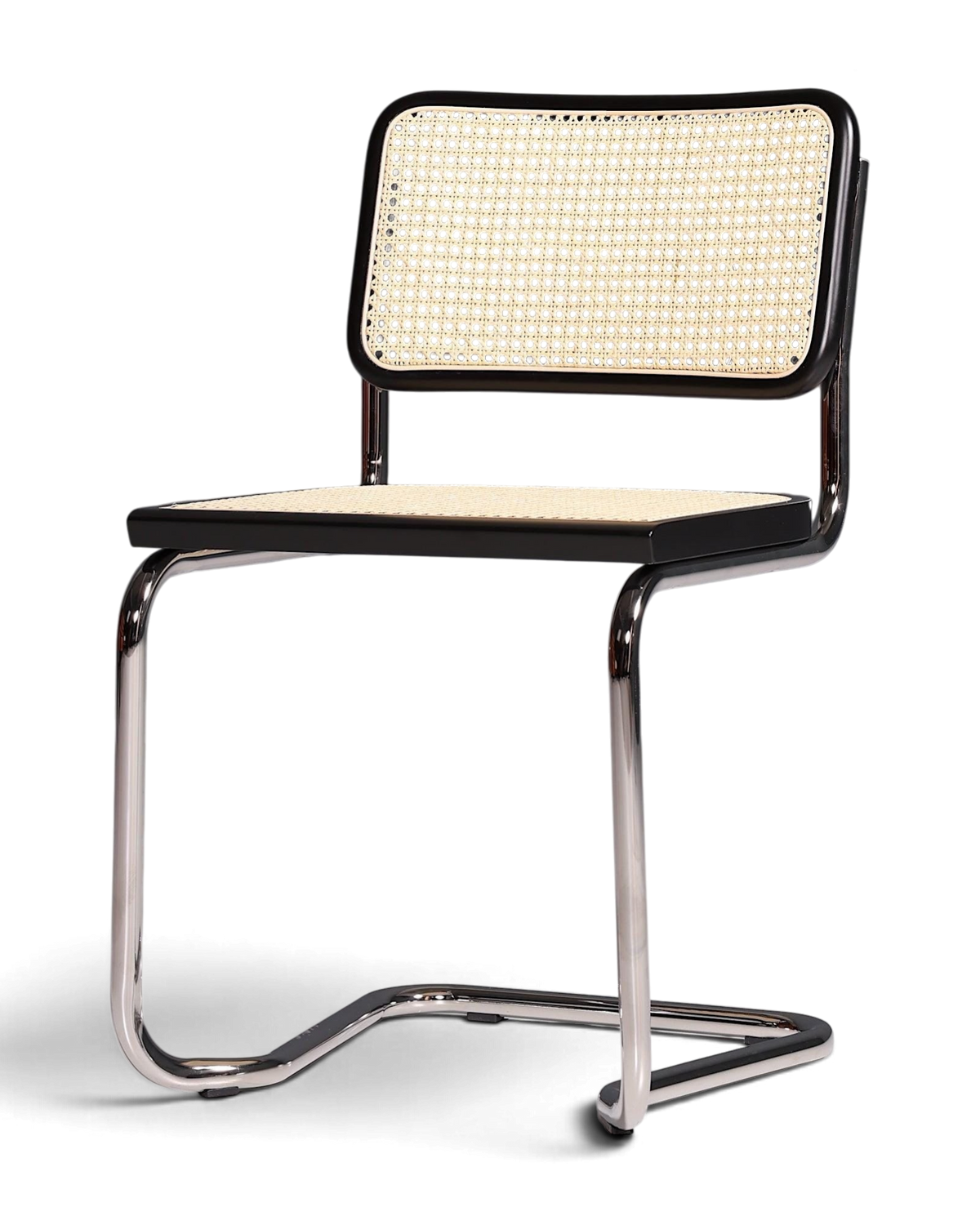 Korbgeflecht Freischwinger Stuhl "Milano" Made in Italy Schwarz Wippstuhl Esszimmer Stuhl Küchenstuhl