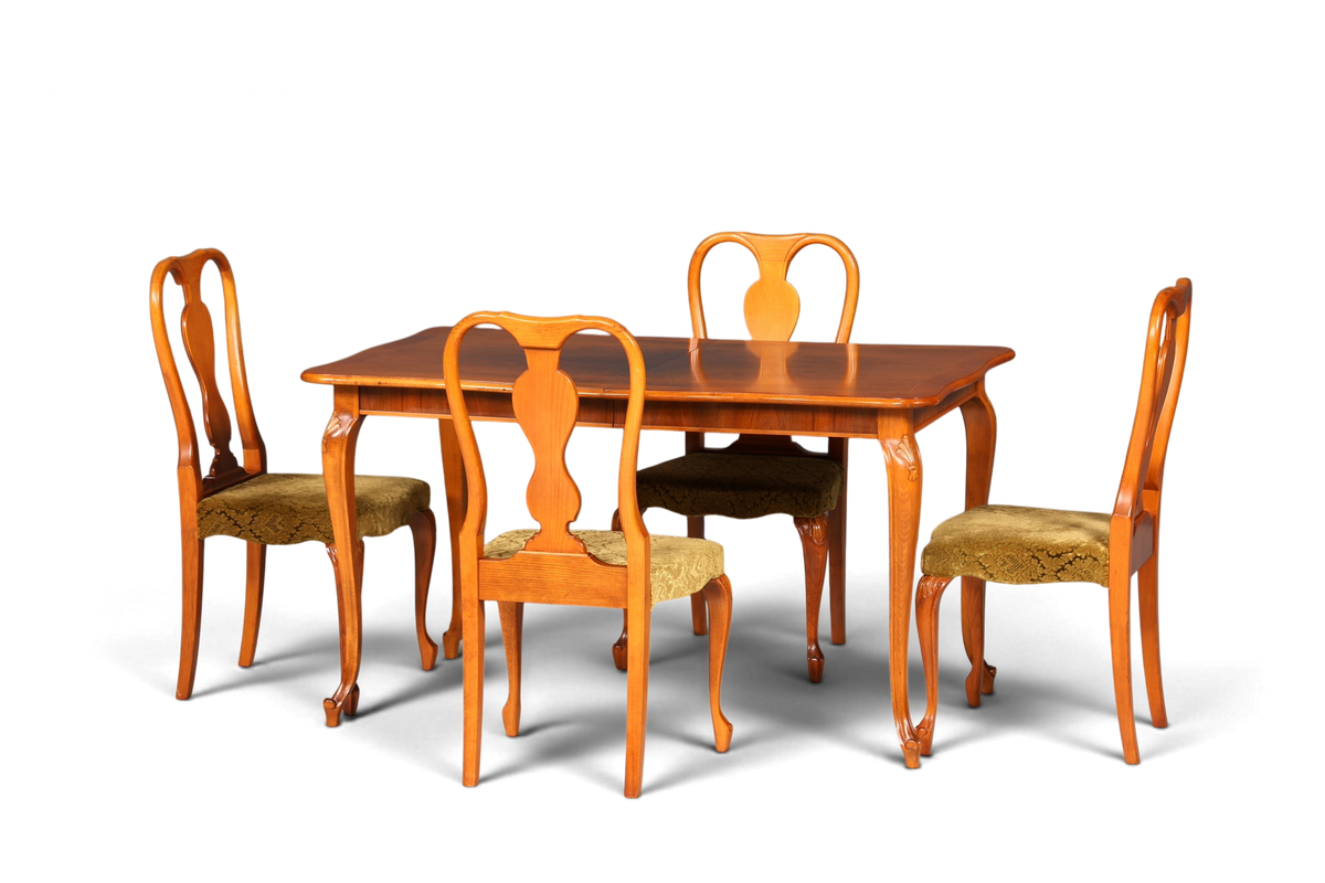 4x Wunderschöne Chippendale Stühle Barock Stil Stuhlset Polsterstuhl Set Küchenstühle Esszimmer Stühle