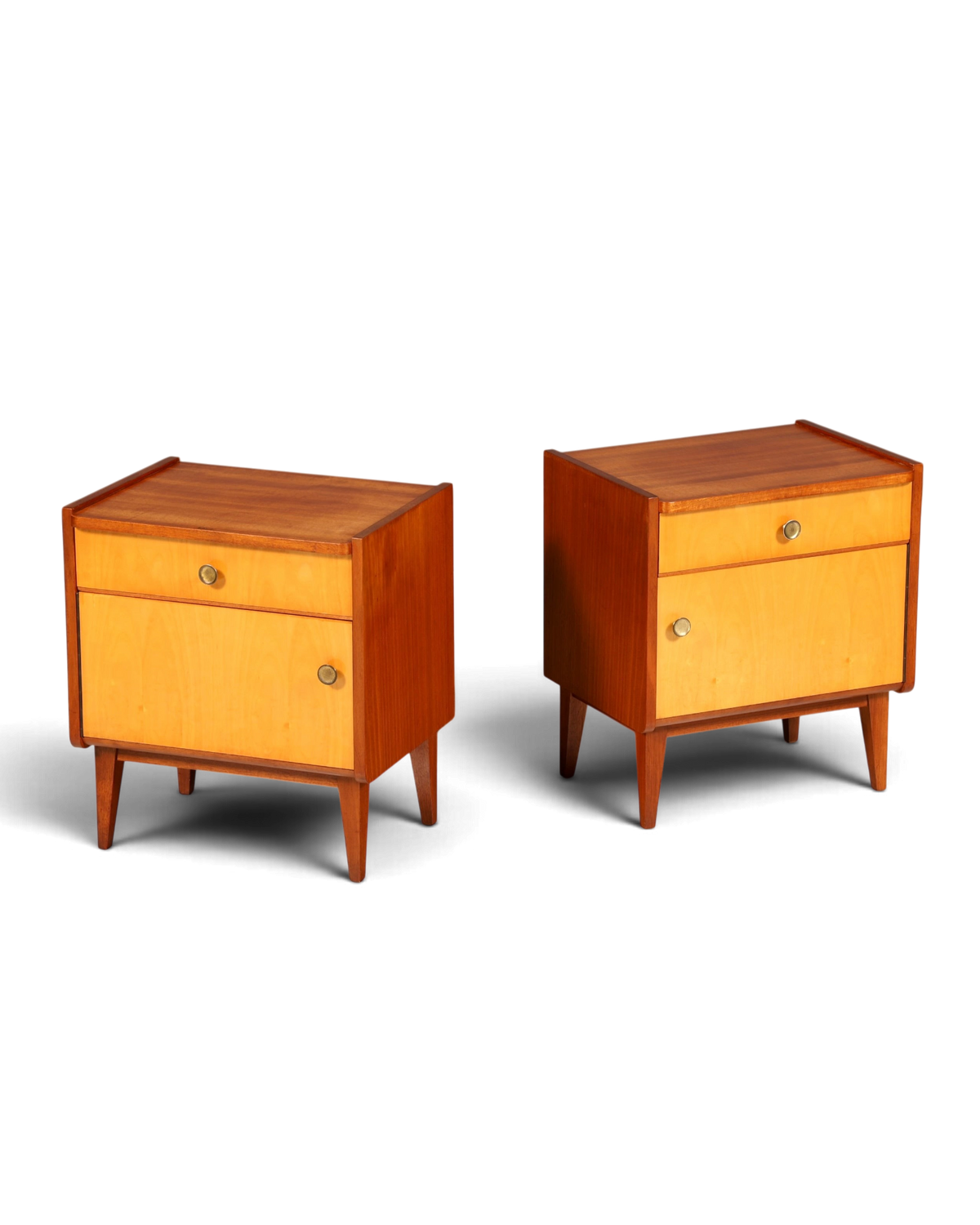 Magnifique table de chevet du milieu du siècle, commode au design danois vintage, table d’appoint, chevet rétro en bois véritable, 2 sur 2