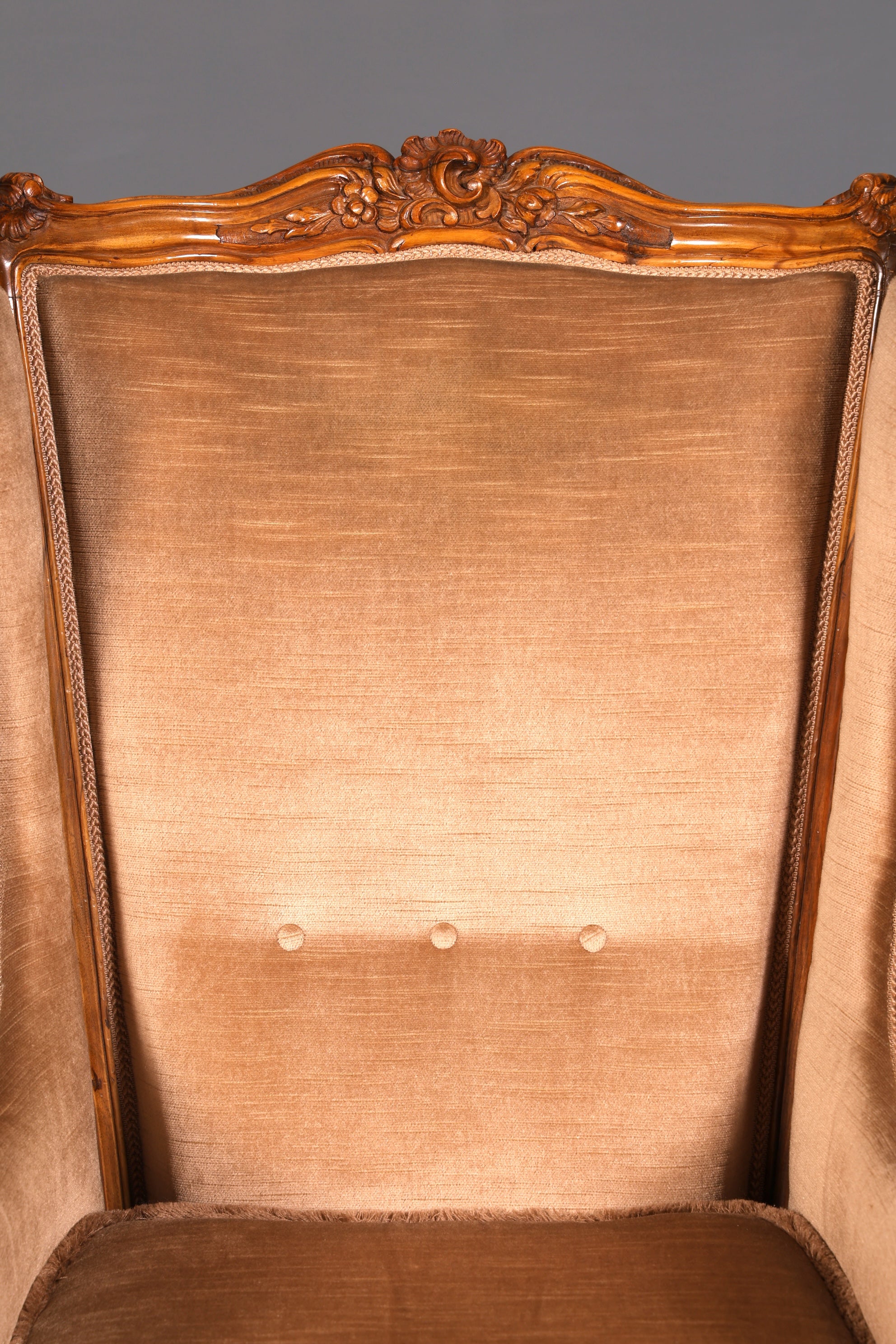 Beeindruckender Chippendale Armlehnsessel Barock Stil Samt Sessel Lesesessel Antik Vintage Polstersessel