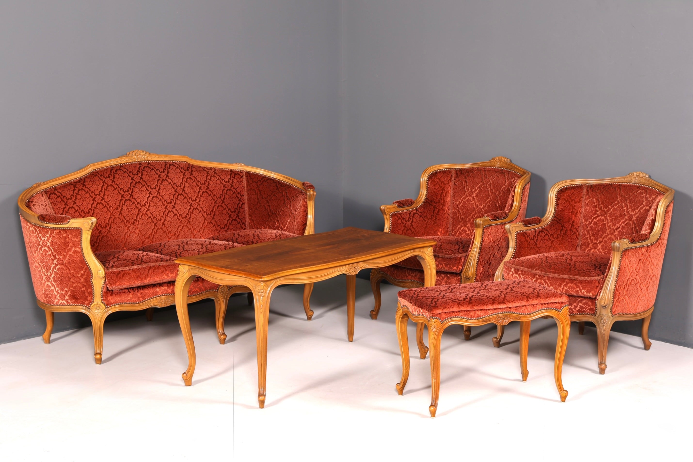 Edler Chippendale Armlehnsessel Barock Stil Sessel Samt Stoff Armchair Sessel 1 von 2
