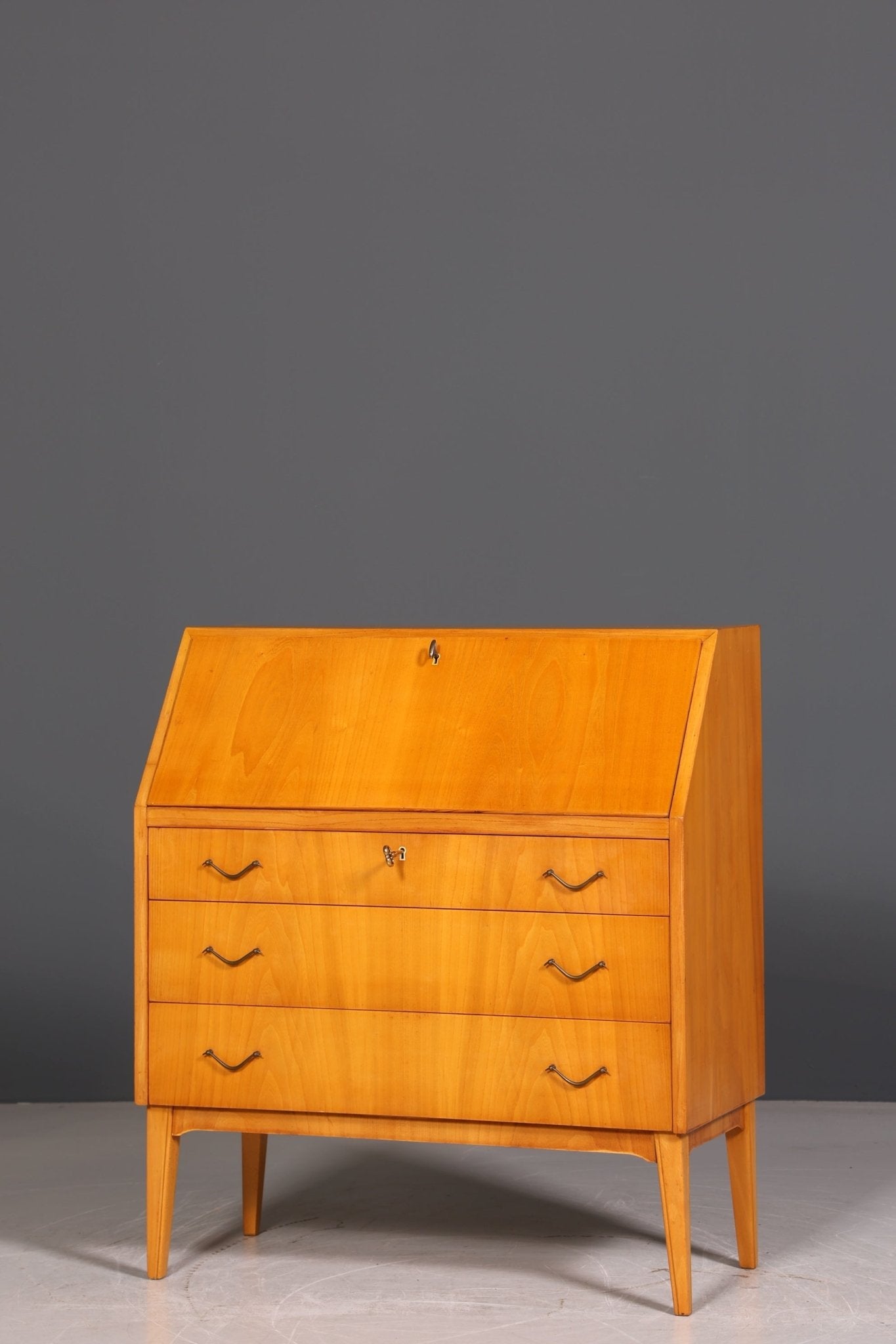 Stilvoller Mid Century Sekretär echt Holz Vintage Büro Schrank Schreibkommode 60er Jahre