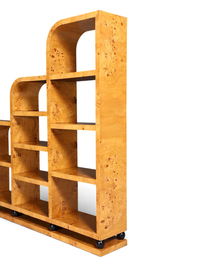 Edles Art Deco Design XXL Bücherregal Birke Luxus Möbel Schrank Kult Regal