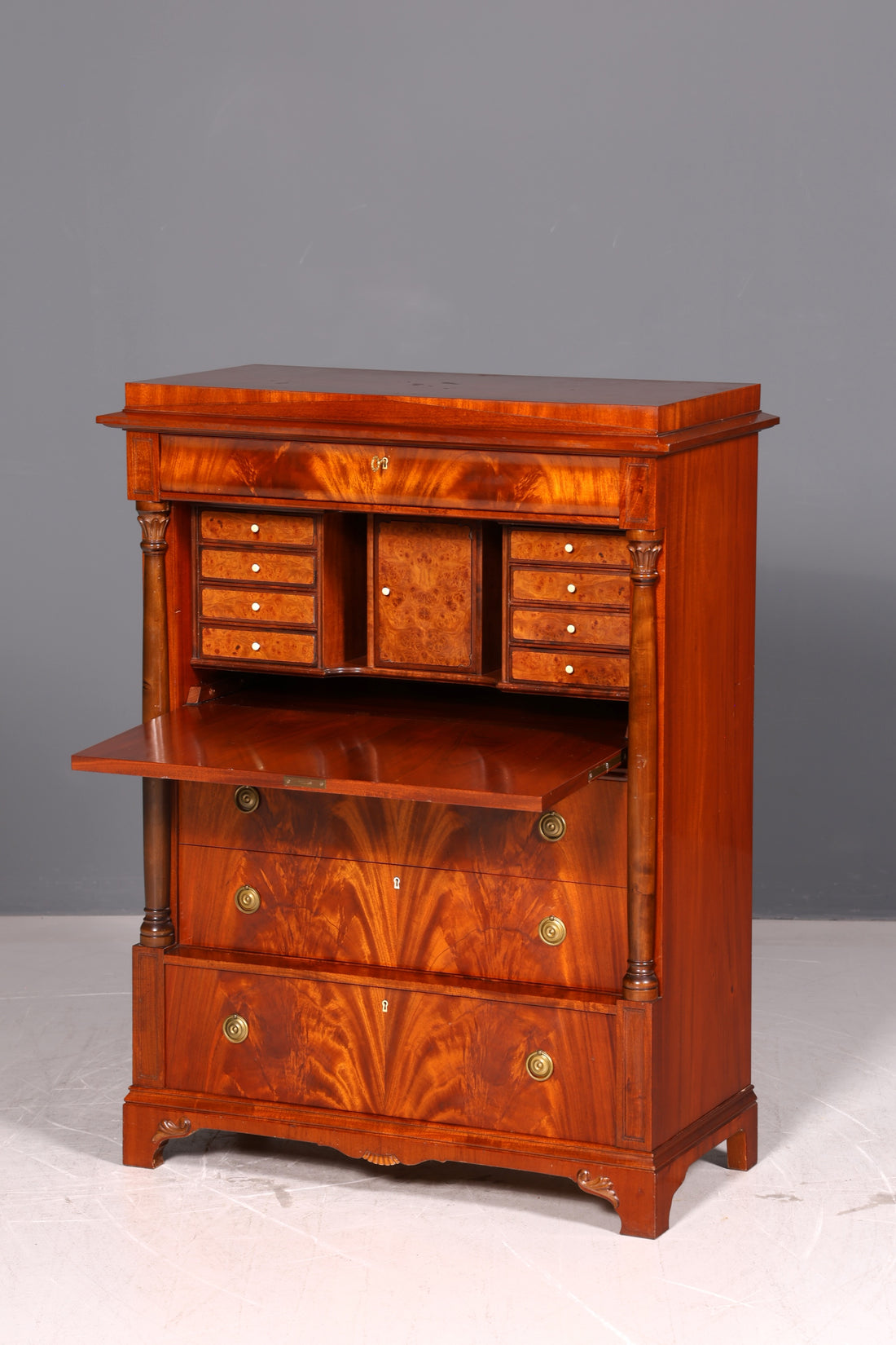 Magnifique Secrétaire Biedermeier Original Anglais Commode Ancienne Commode de Bureau