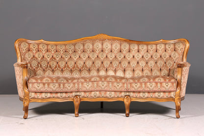 Wunderschönes Chippendale Sofa Barock Stil Couch Samt Stoff 3 Sitzer Antik Vintage