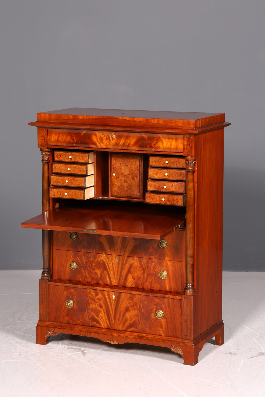 Magnifique Secrétaire Biedermeier Original Anglais Commode Ancienne Commode de Bureau
