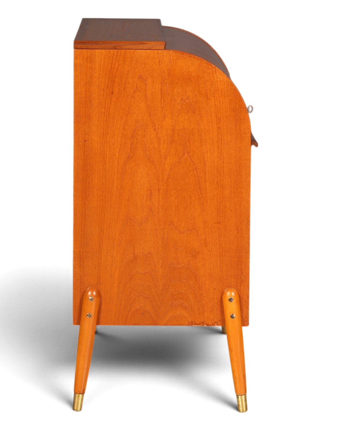 Magnifique secrétaire à rideau Mid-Century, commode de bureau, armoire vintage des années 60 en bois