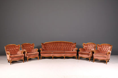 Edler Chippendale Armlehnsessel Barock Stil Samt Stoff Sessel Armchair Rococo Antik 4 von 4