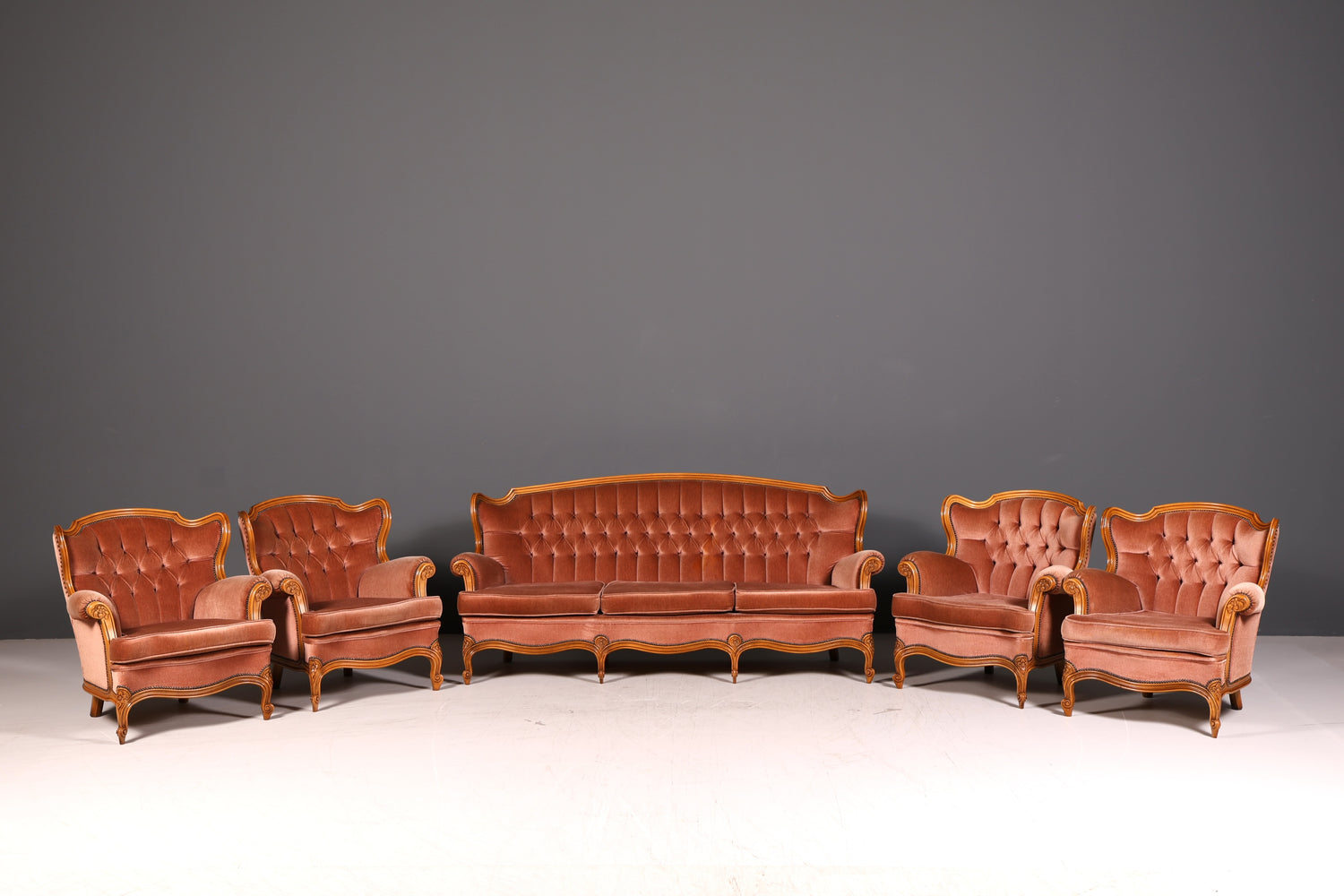 Edler Chippendale Armlehnsessel Barock Stil Samt Stoff Sessel Armchair Rococo Antik 1 von 4