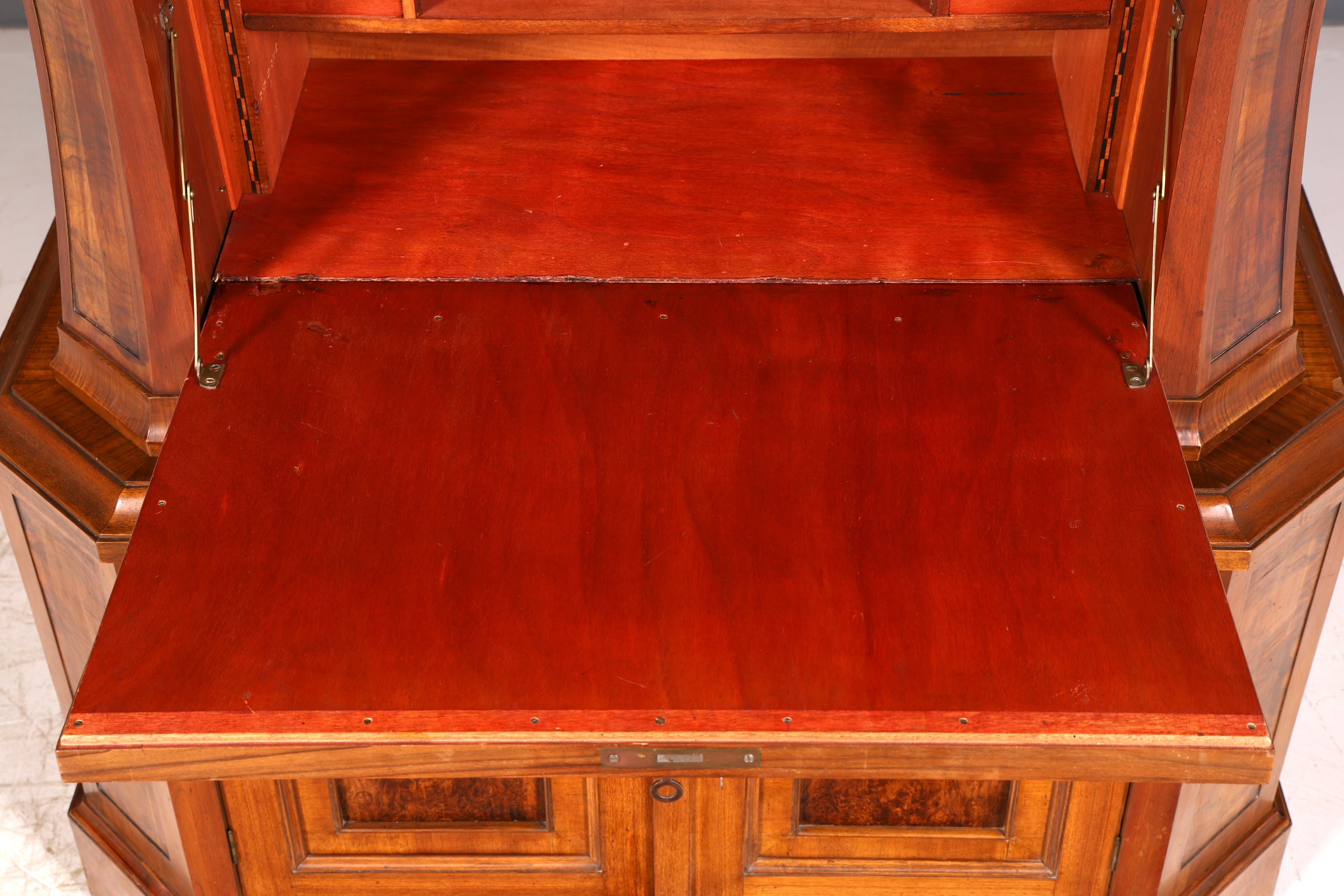 Wunderschöner Jugendstil Sekretär Vitrine Aufsatzschrank Nussbaum um 1900 Antik Schreibschrank Vertiko Vintage