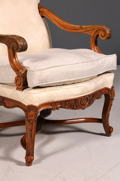 Élégant fauteuil Louis Philippe à accoudoirs de l’époque Gründerzeit, fauteuil ancien rembourré, 1 sur 2