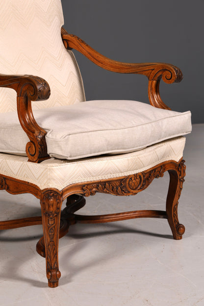 Élégant fauteuil à accoudoirs Louis-Philippe, fauteuil antique de style Gründerzeit, secrétaire, chaise, fauteuil rembourré, 2 sur 2