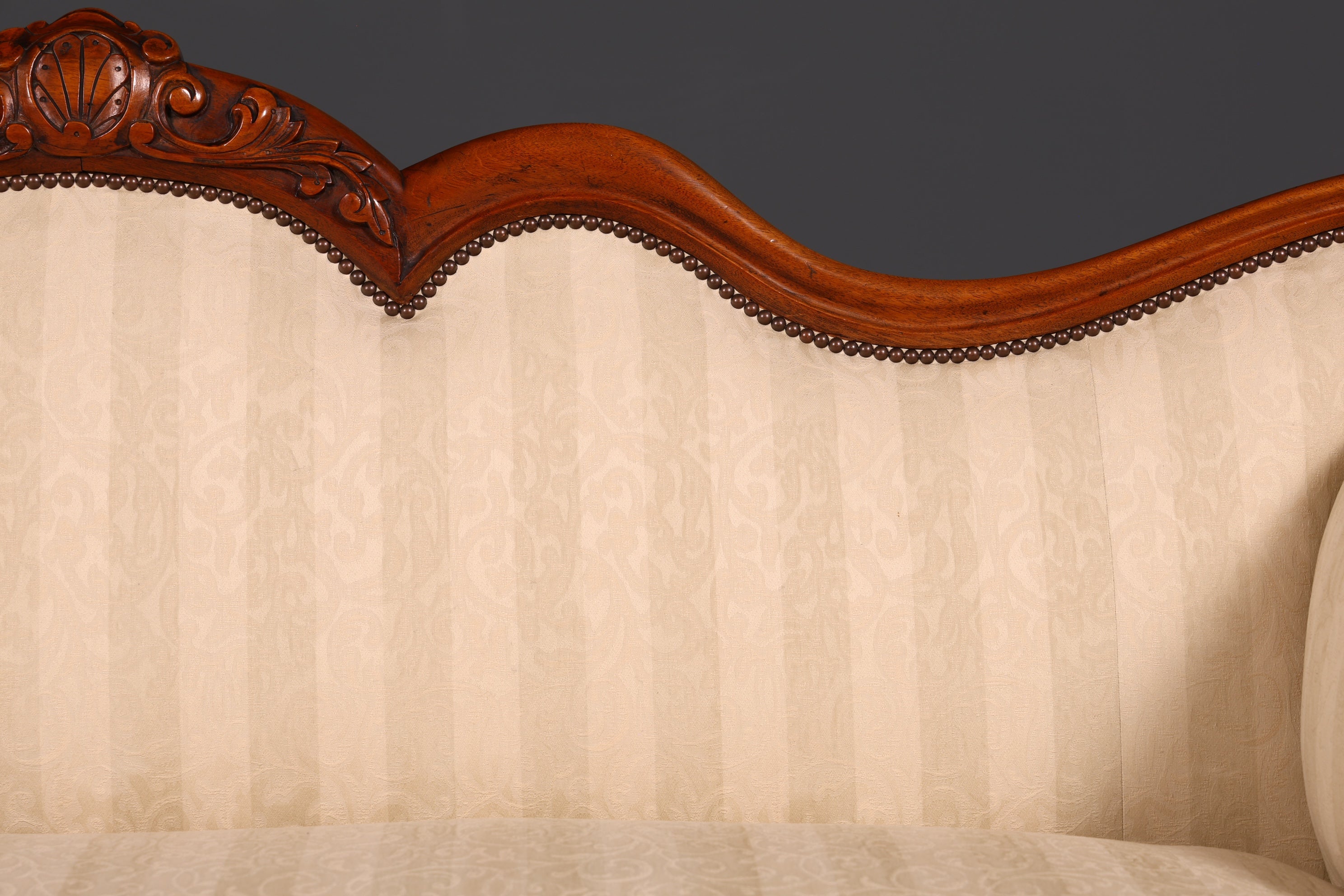 Wunderschönes Original Biedermeier Sofa Antik Louis Philippe Couch 3-Sitzer Creme Gestreift Polstersofa Récamiere