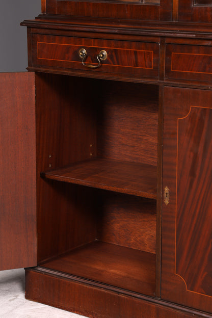 Wunderschöne Englische Vitrine Mahagoni Bibliothek Bücherschrank Buffet Schrank 60er Glasvitrine Vintage
