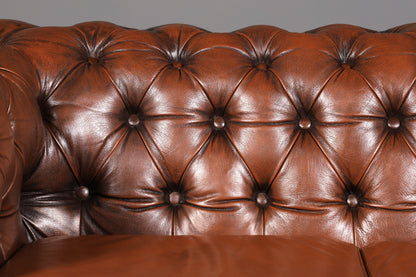 Wunderschönes Original Chesterfield 2-Sitzer Sofa Echt Leder Englische Couch England Polstersofa Antik Vintage Ledersofa
