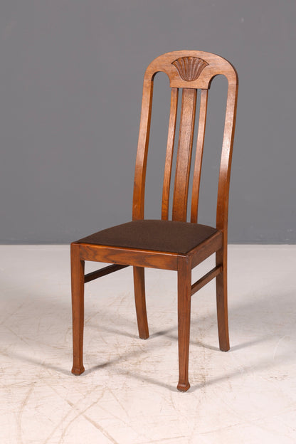 6x Wunderschöne Jugendstil Stühle Stuhl Set Antik Eiche Küchenstühle Esszimmerstühle um 1900