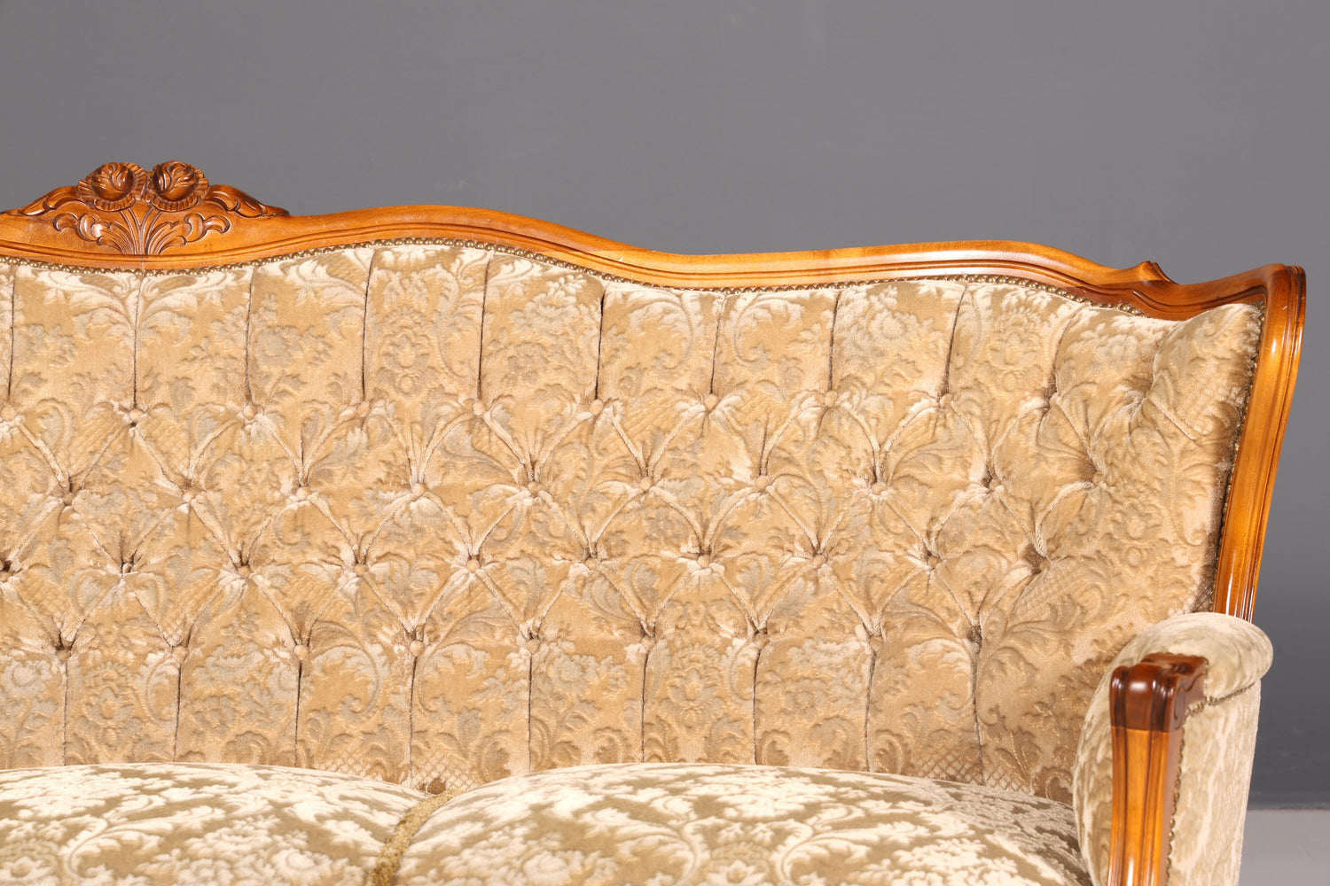 Wunderschönes Chippendale Sofa Barock Stil Couch Samt Stoff 3 Sitzer Antik Vintage