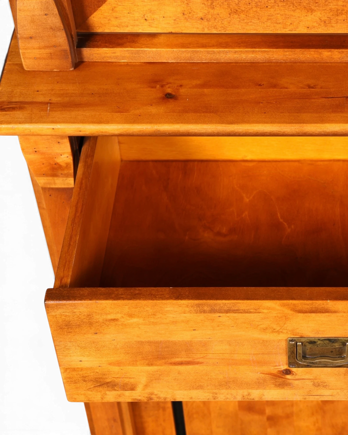 Hauptstadt Möblerei H804 Finish Kommode mit offener Holzschublade und antikem Metallgriff