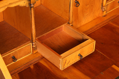 G011 Finish cm, Stilvoller Englischer Sekretär Büro Aufsatzsekretär Eibe Antik Stil Vitrinen Schrank UK