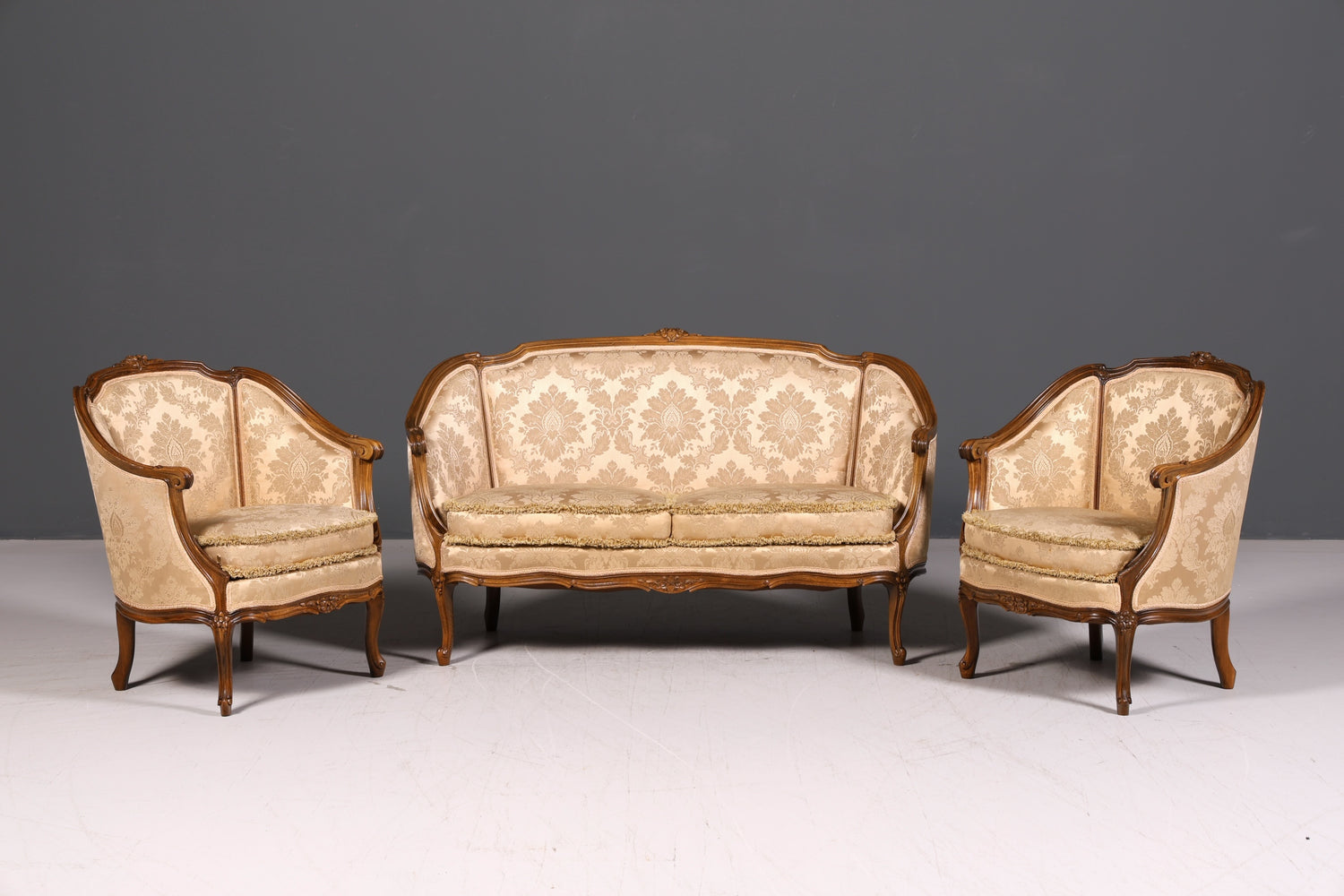 Wunderschönes Chippendale Sofa Barock Stil Couch Samt Stoff Rococo 2-Sitzer Canapé