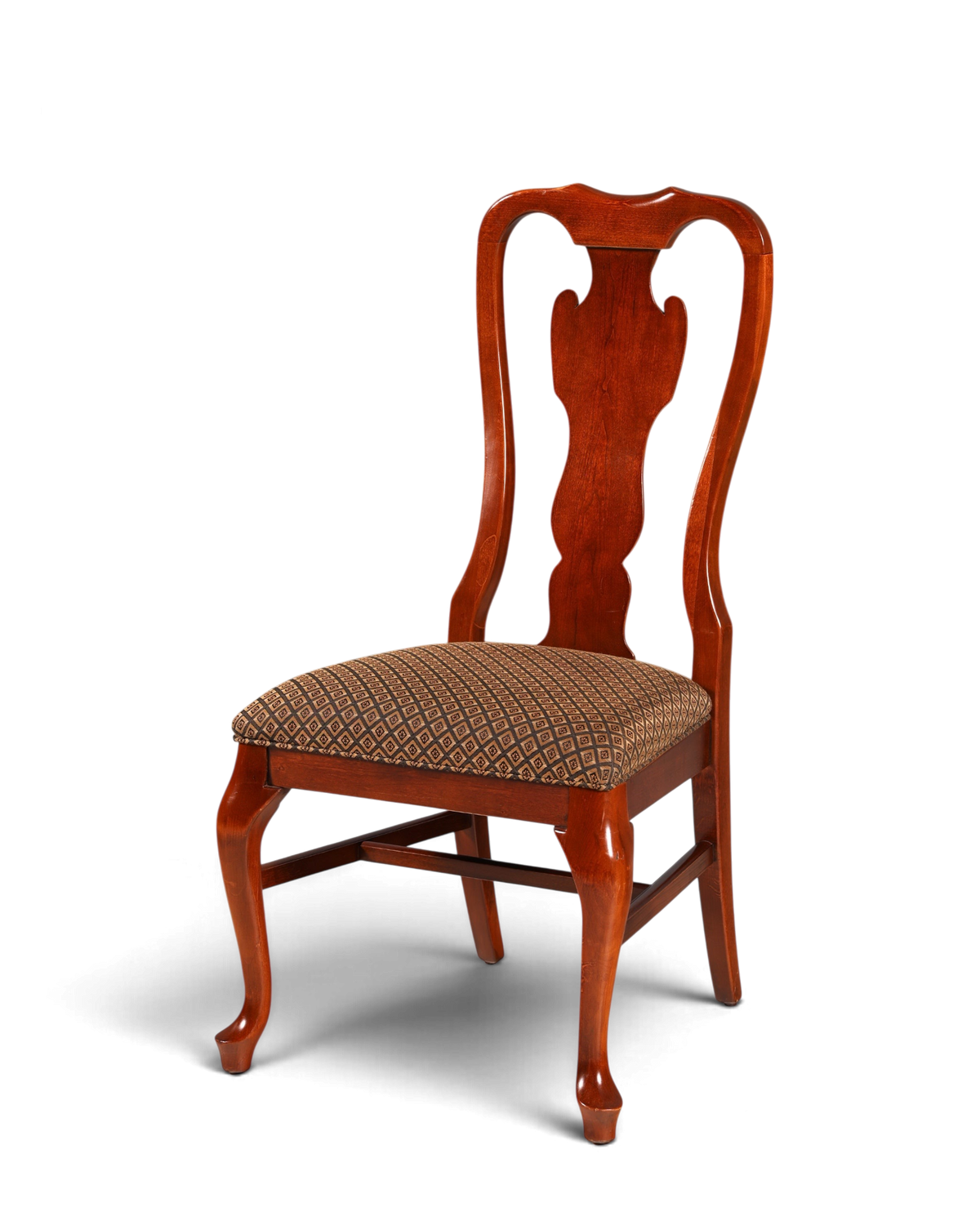 Hauptstadt Möblerei Drexel Heritage Chippendale Stuhl aus Holz mit gemustertem Stoffbezug im klassischen Design