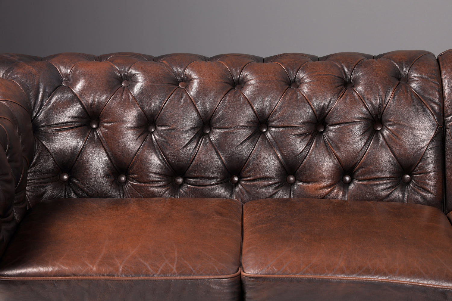 Edles Original Chesterfield Sofa Ecksofa mit Hocker Echt Leder Englisch Eckcouch Leder Couch Antik Vintage