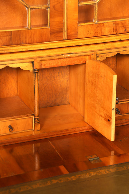 G011 Finish cm, Stilvoller Englischer Sekretär Büro Aufsatzsekretär Eibe Antik Stil Vitrinen Schrank UK