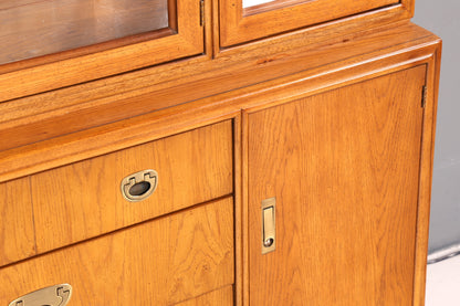Edler Original Drexel Heritage Vitrine Bücherschrank Art Deco USA Antik Schrank Buffet Regal Glasvitrine Vintage Holz