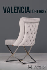 Edler Chesterfield Esszimmerstuhl "Valencia" in Grau
