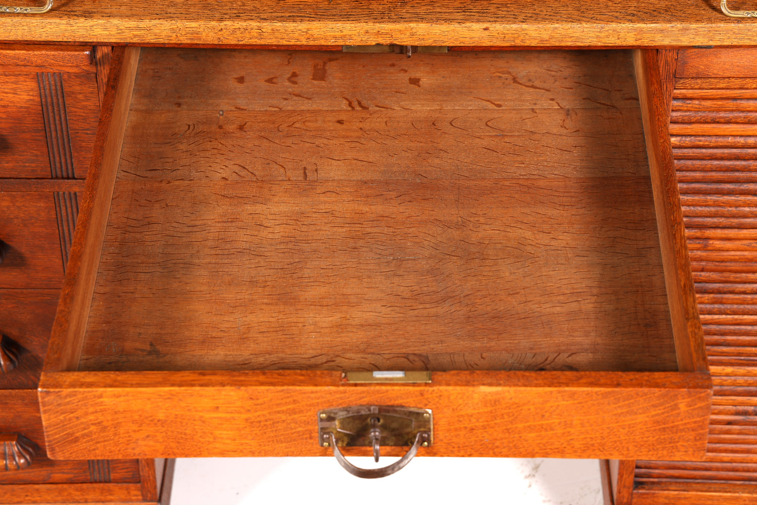 Magnifique secrétaire de style Bauhaus, bureau Art déco, secrétaire à rideau, antiquité vintage en chêne