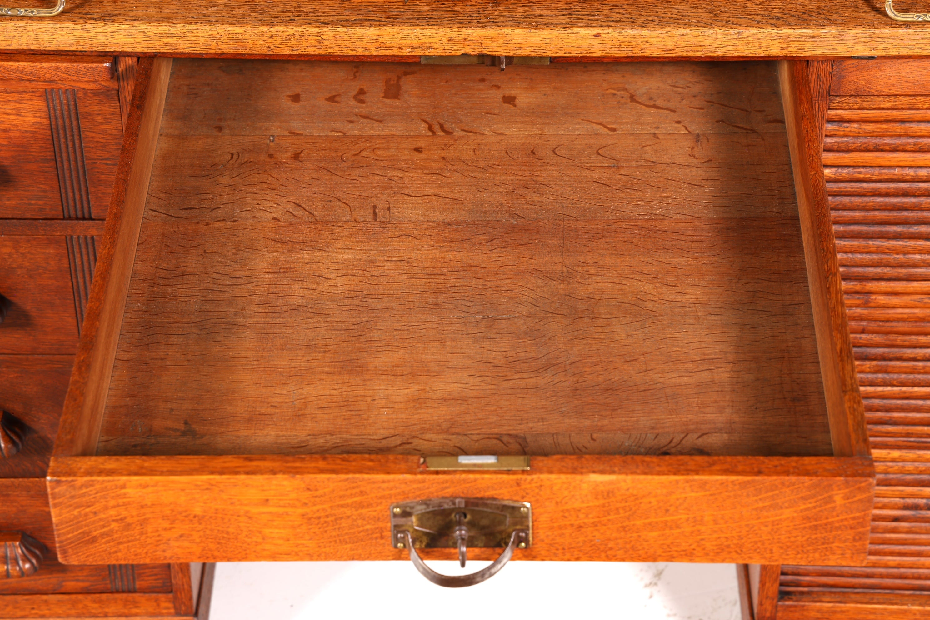 Magnifique secrétaire de style Bauhaus, bureau Art déco, secrétaire à rideau, antiquité vintage en chêne
