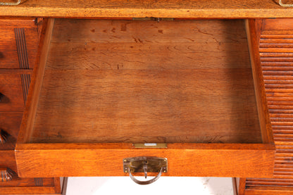 Magnifique secrétaire de style Bauhaus, bureau Art déco, secrétaire à rideau, antiquité vintage en chêne
