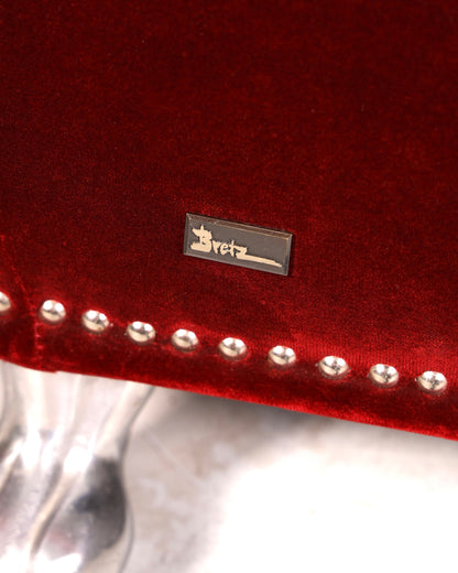 Opulent Bretz Gaudi red velvet designer sofa, 3-seater Baroque Bordeaux velvet couch