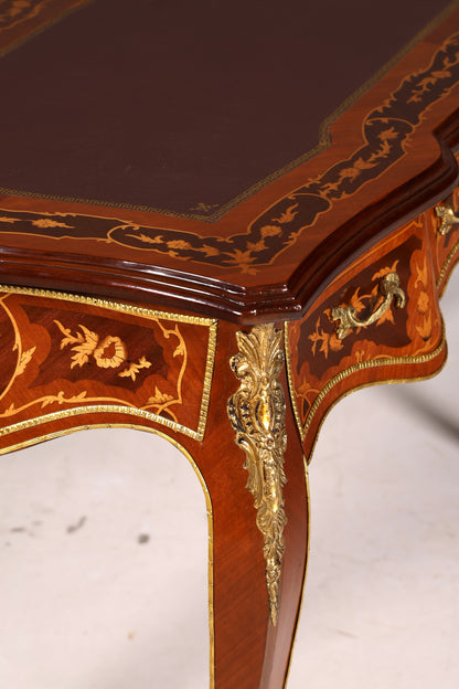 Bureau d’écriture de style Louis XV de rêve, bureau français de style antique en bois véritable, table de bureau