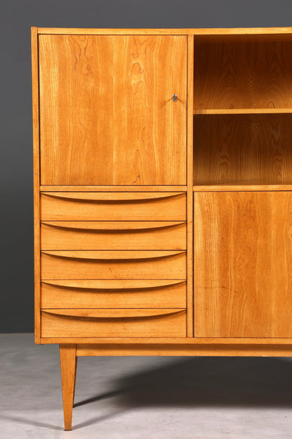 F891 Finish cm Traumhafter Mid Century Highboard Retro Vitrine 60er Jahre Schrank Kommode