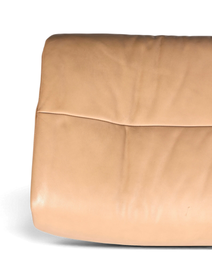 Hauptstadt Möblerei Stressless Sunrise Hocker aus beigem Echtleder mit hochwertiger Textur und Holzgestell