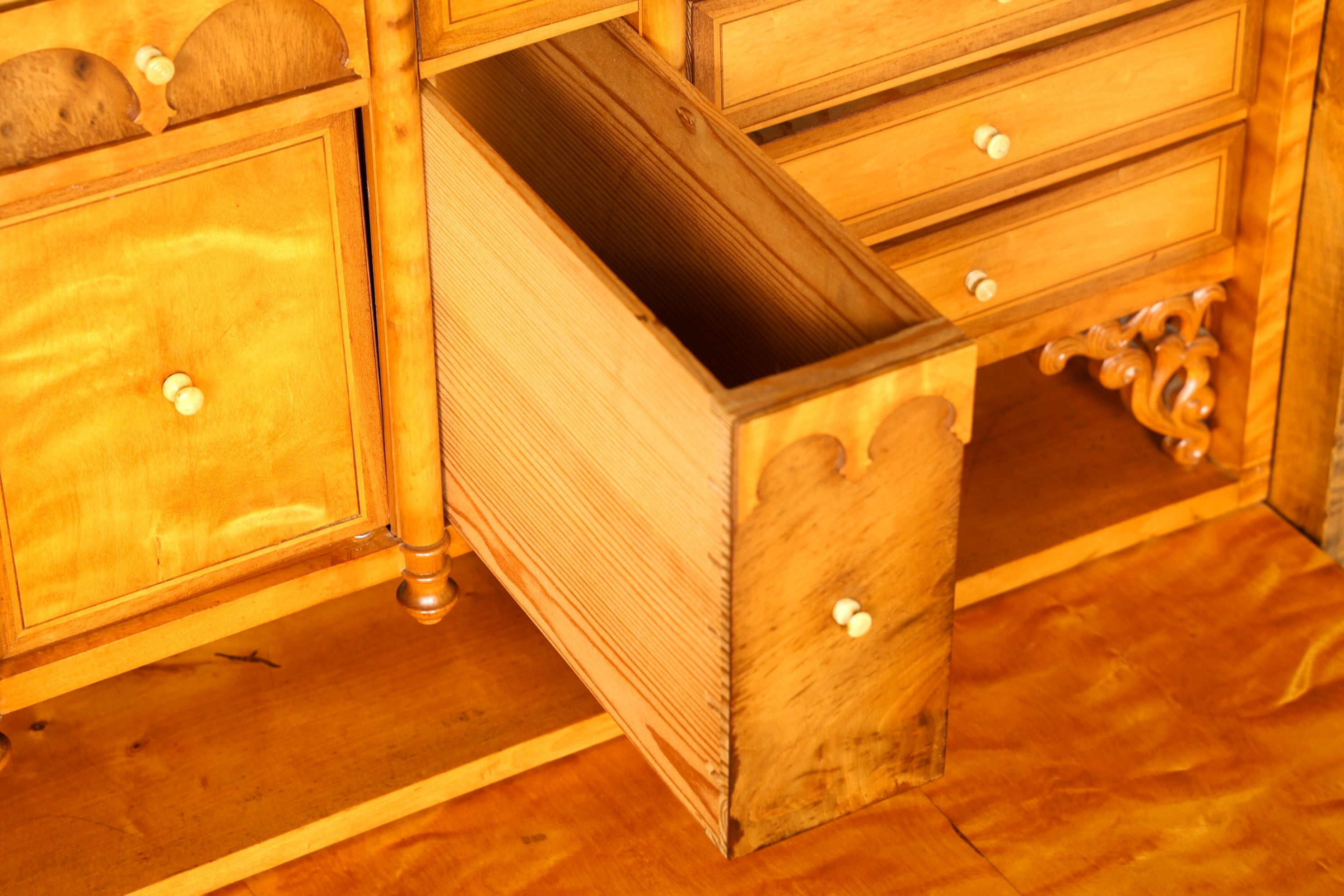 G545 Finish cm Stilvoller Biedermeier Sekretär Louis Philippe Vertiko Antik Kommode Schreibkommode Office Desk (Kopie)