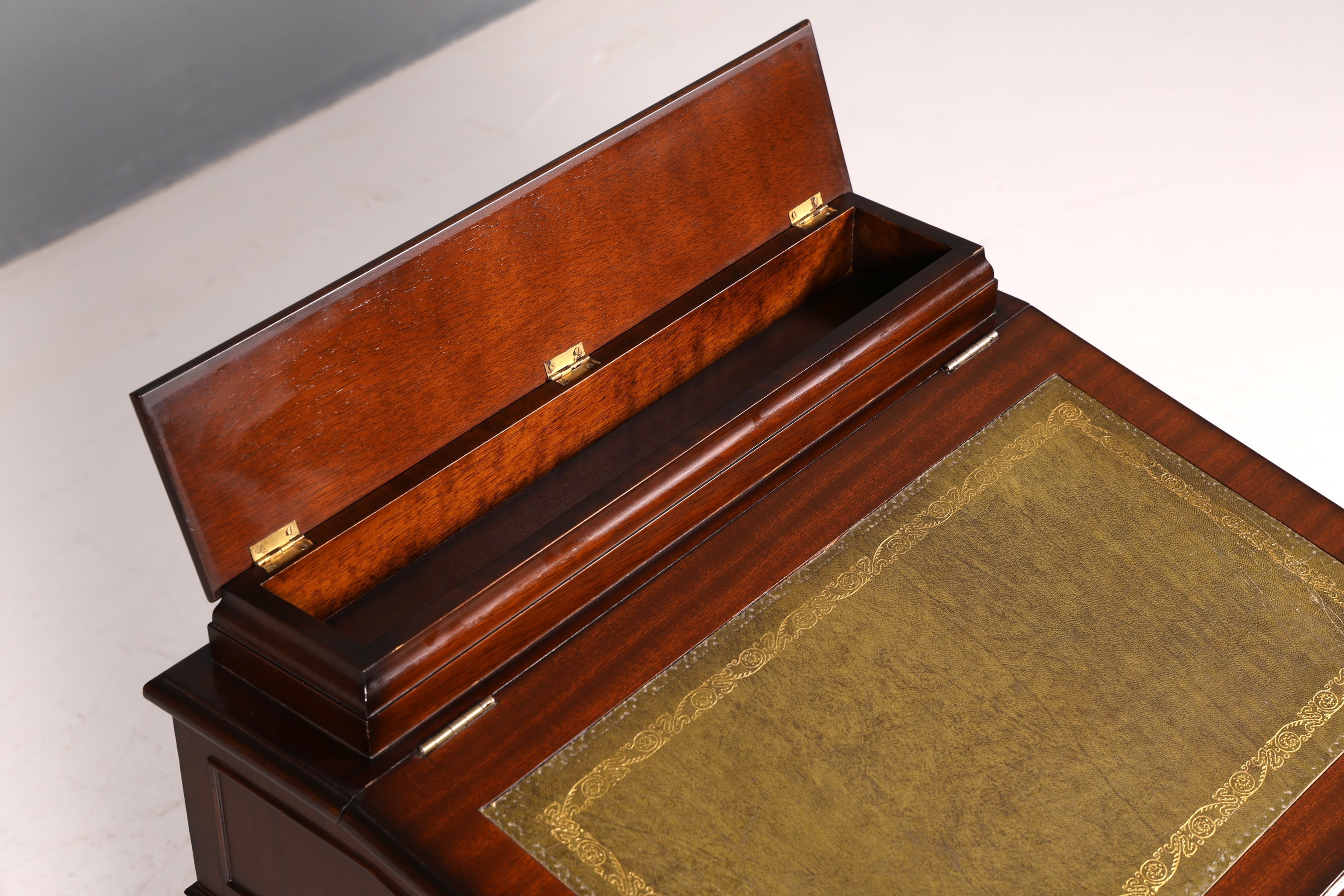 Wunderschöner Englischer Davenport Schreibtisch Desk Sekretär Lederauflage Kommode