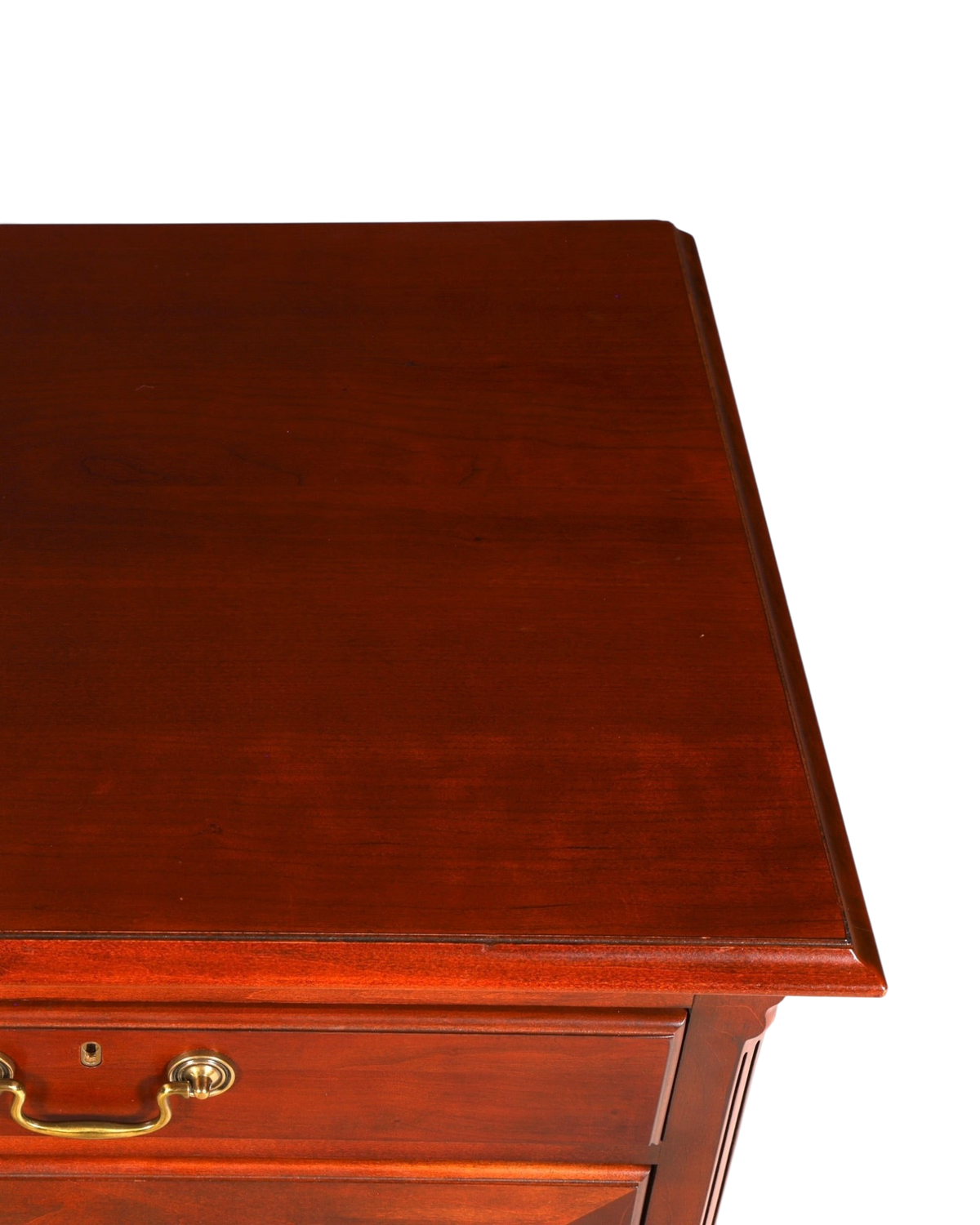 Hauptstadt Möblerei H867 Finish Tischplatte aus dunkelbraunem Holz mit klassischem Messinggriff