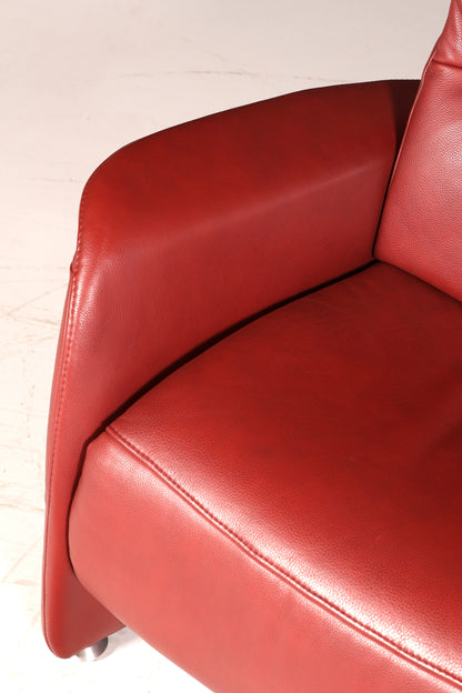 Edles Himolla Ledersofa Trapez 3-Sitzer Echt Leder Rot Relaxsofa Couch Sofa elektrisch verstellbar Vintage