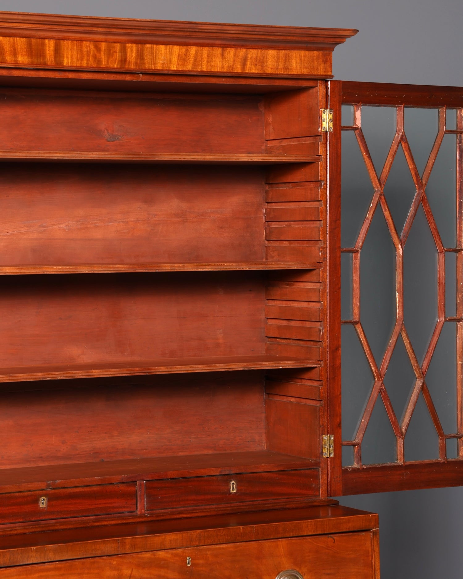 Magnifique secrétaire anglais à abattant avec partie supérieure, secrétaire ancien, bibliothèque vitrine en acajou, meuble de bureau, Royaume-Uni
