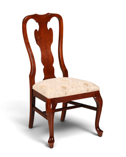 Hauptstadt Möblerei Drexel Heritage Esszimmerstuhl im Chippendale Stil aus Holz mit hellem gemustertem Polster