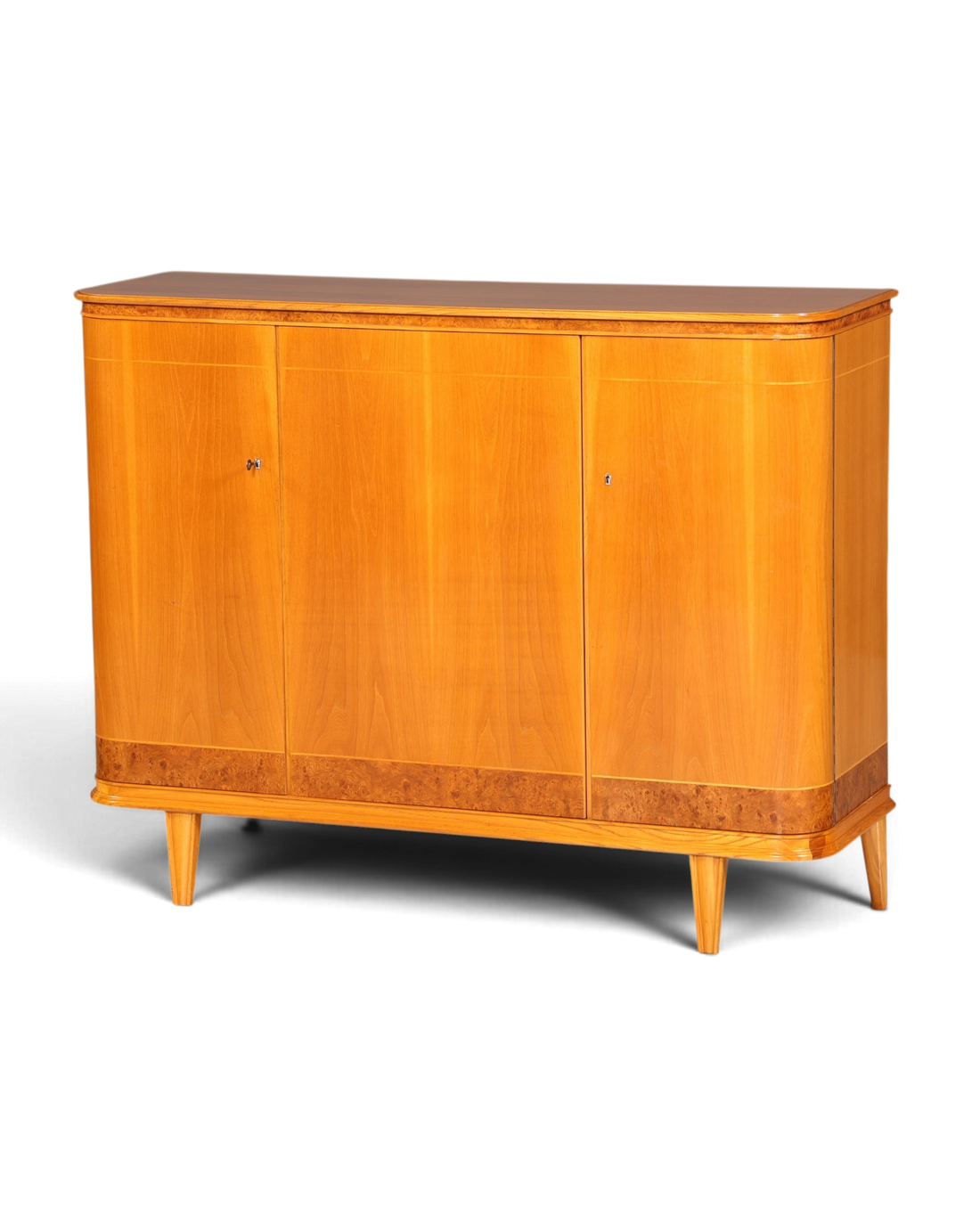 Hauptstadt Möblerei Mid Century Highboard aus massivem Holz mit schöner Maserung im 60er Jahre Retro Design