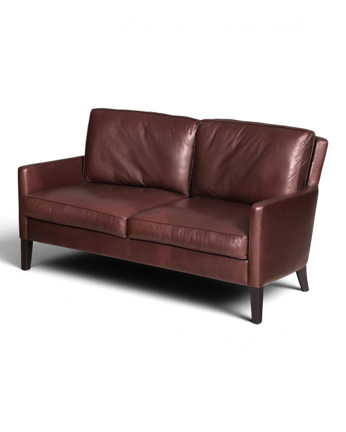 Élégant canapé Werther Premio 2 places en cuir véritable marron, design d’Edgar J. Reuter