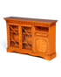 Hauptstadt Möblerei H962 Sideboard aus honigfarbenem Holz mit verglasten Türen und dekorativen Schnitzereien
