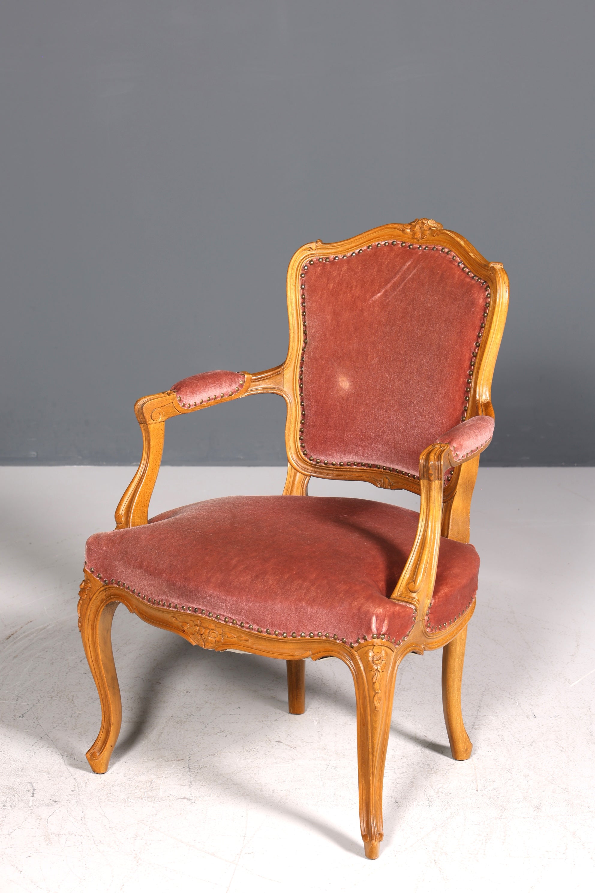 Fauteuil Chippendale élégant, chaise secrétaire de style baroque, fauteuil en velours